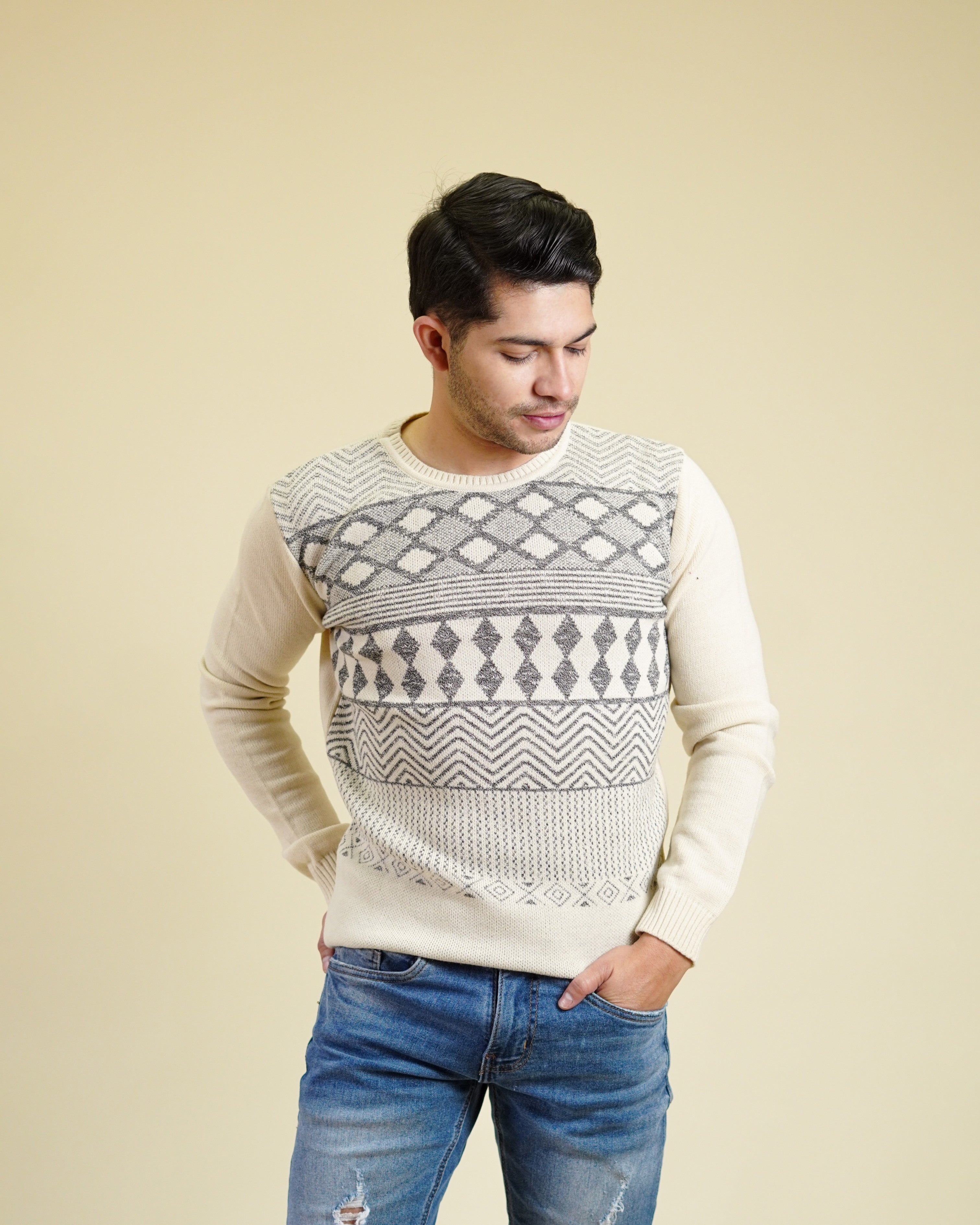 Suéter Beige Grecas