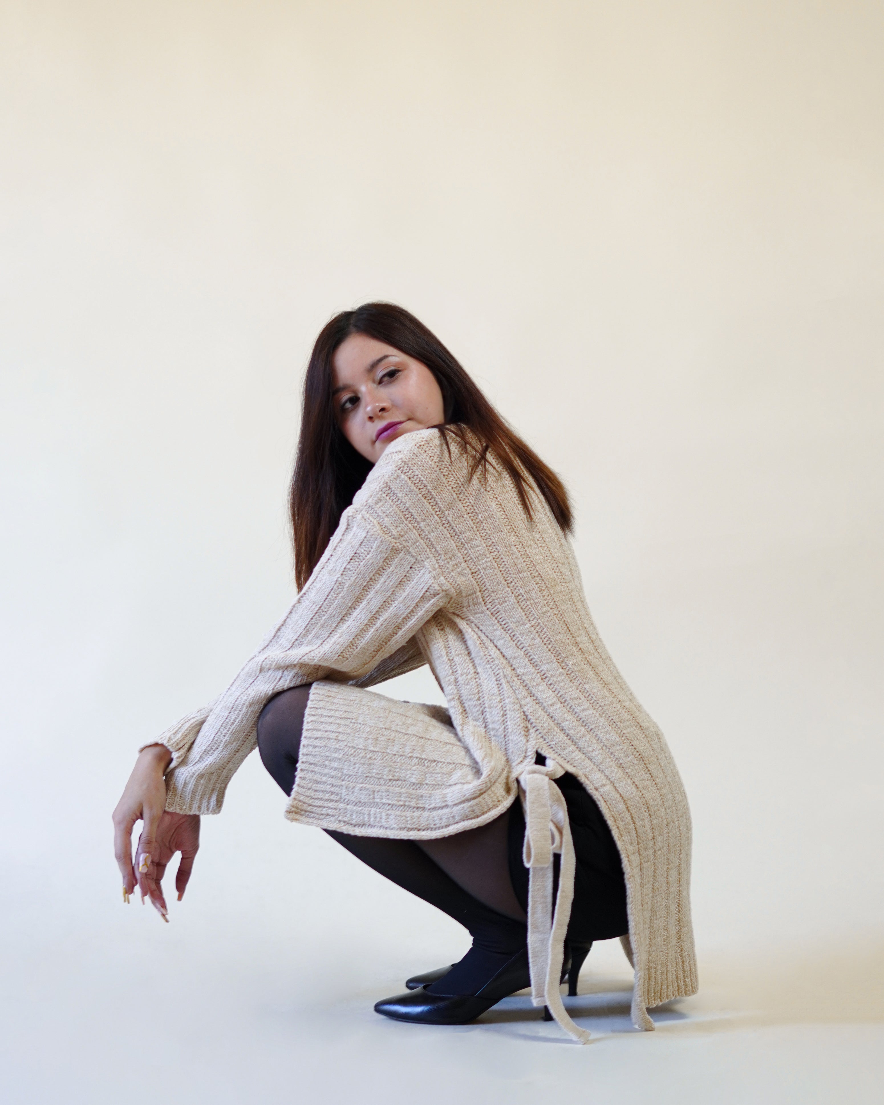 Suéter Largo con Cintas