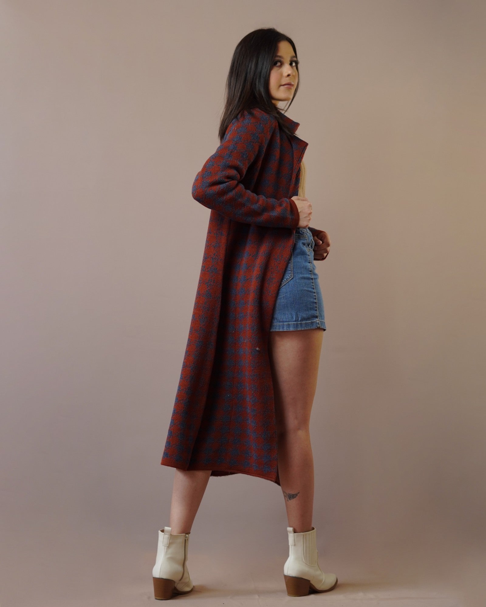 Abrigo Pata de Gallo Shedrón con Azul