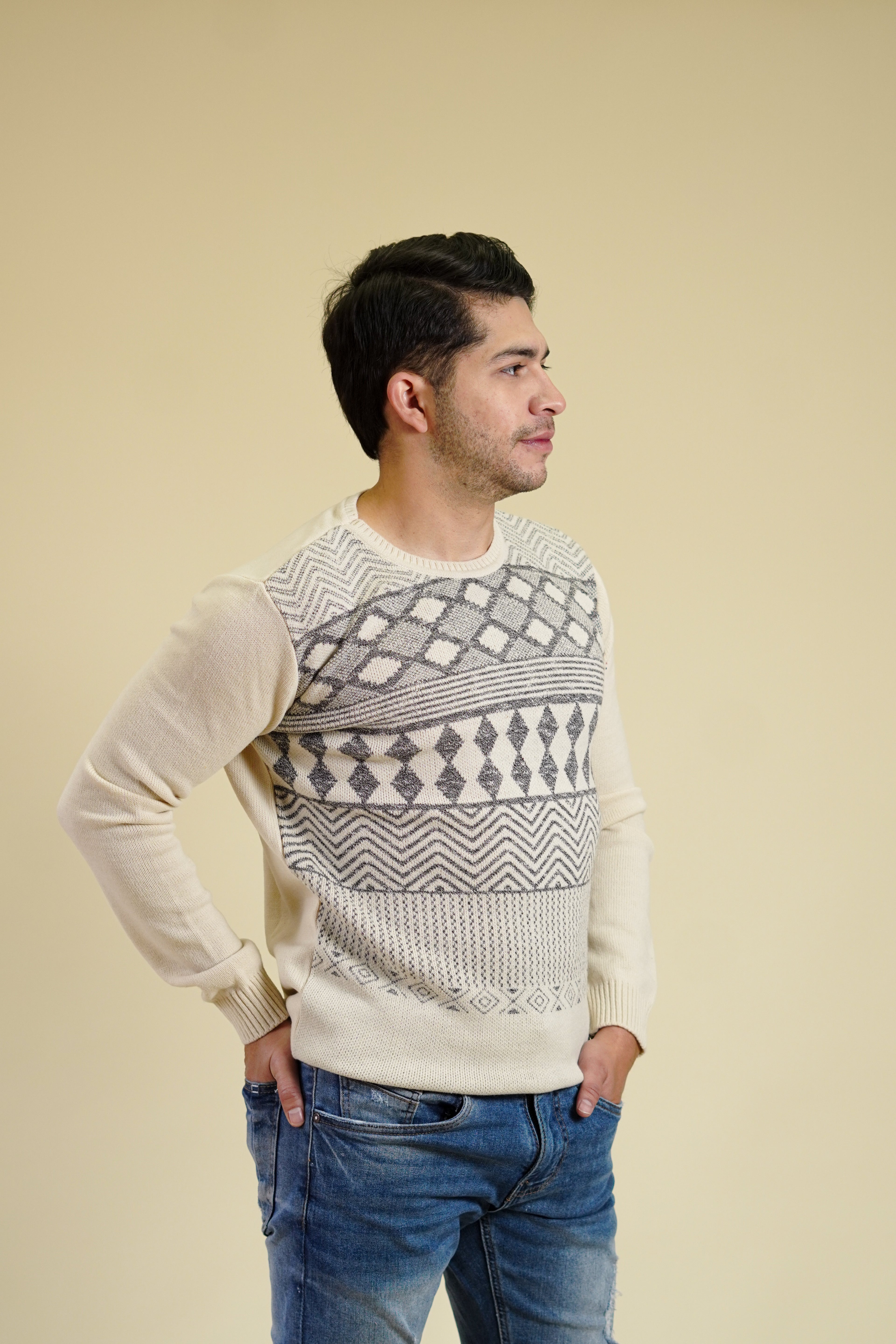 Suéter Beige Grecas