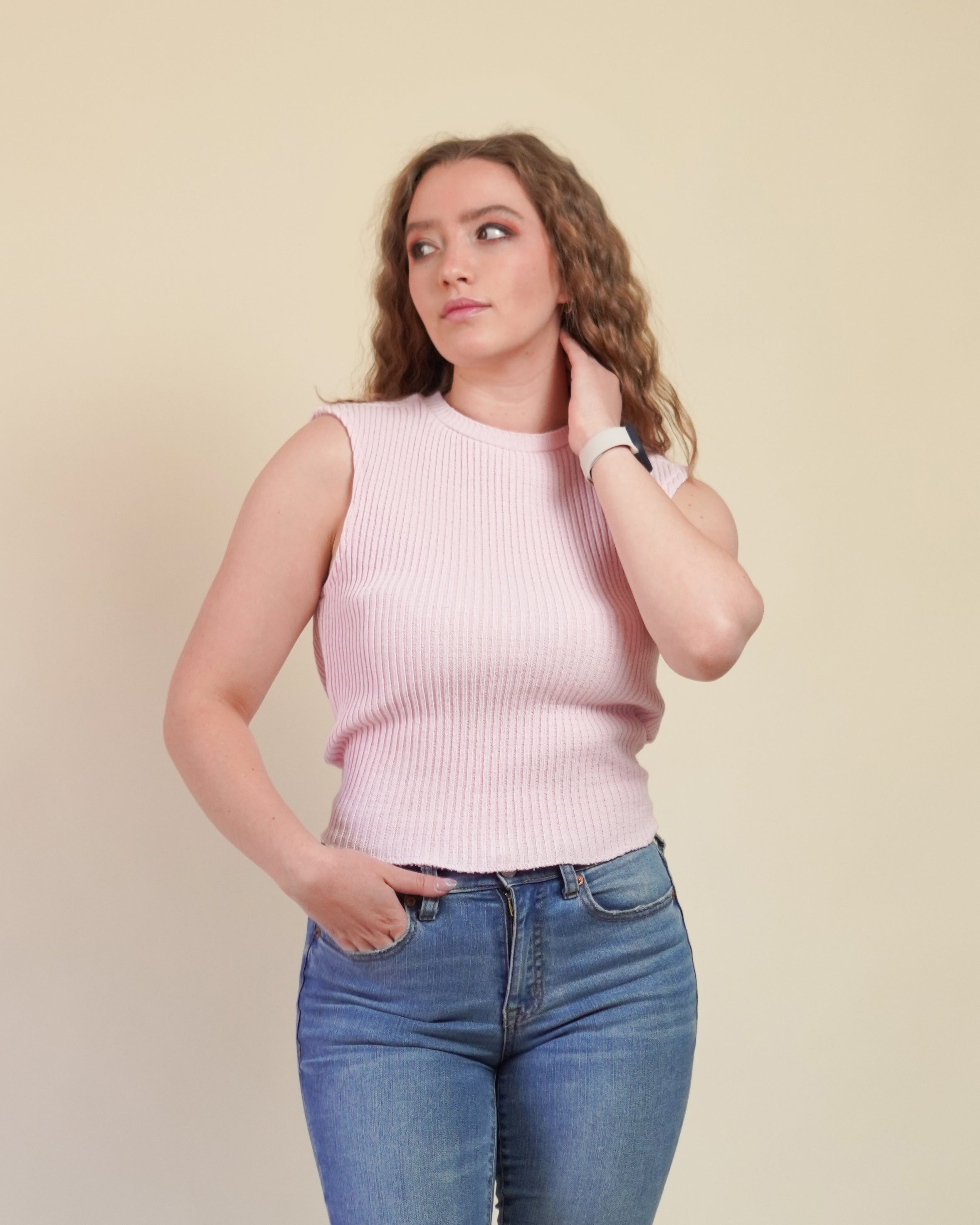 Blusa Rosa Sin Manga