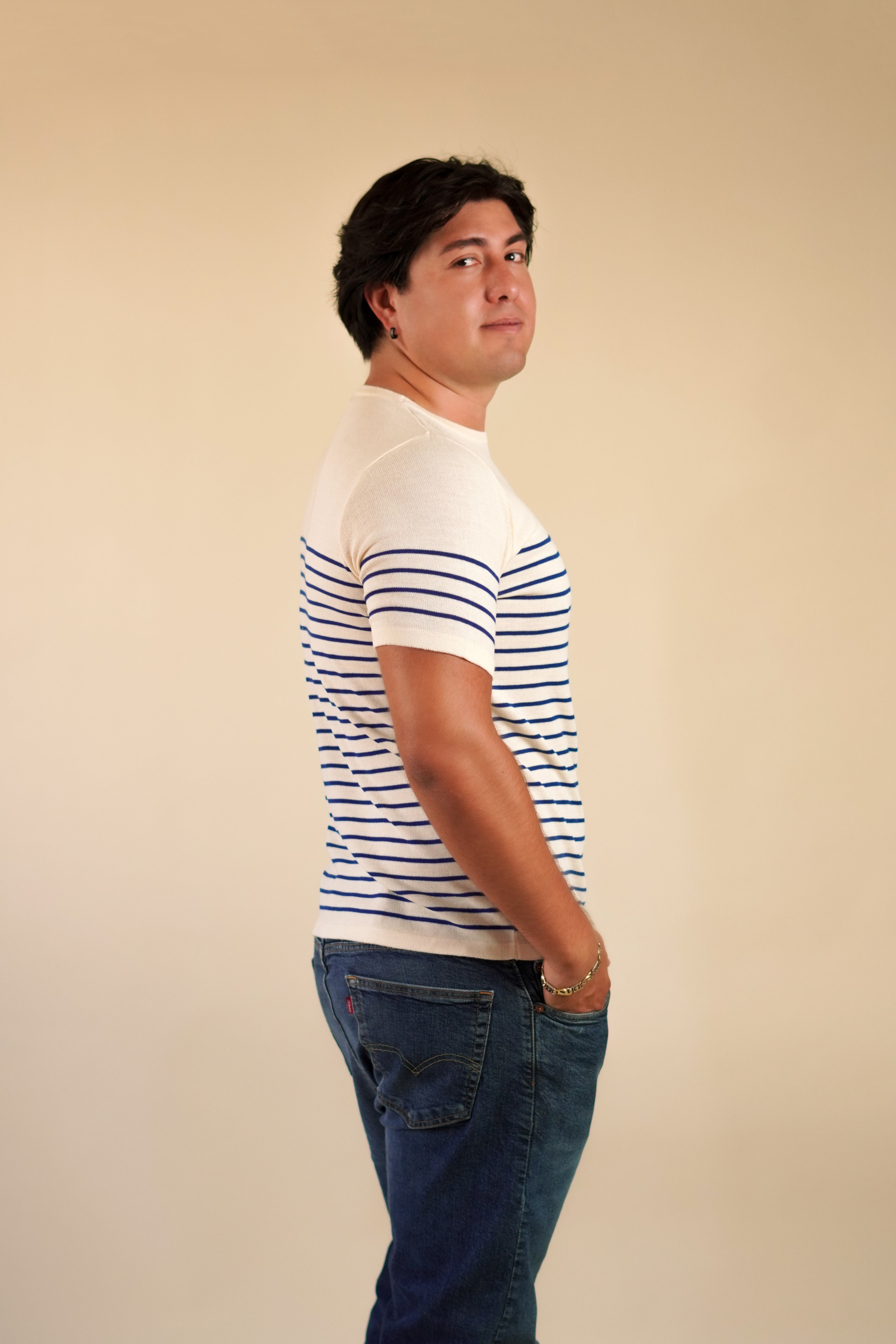 Playera Beige con Azul