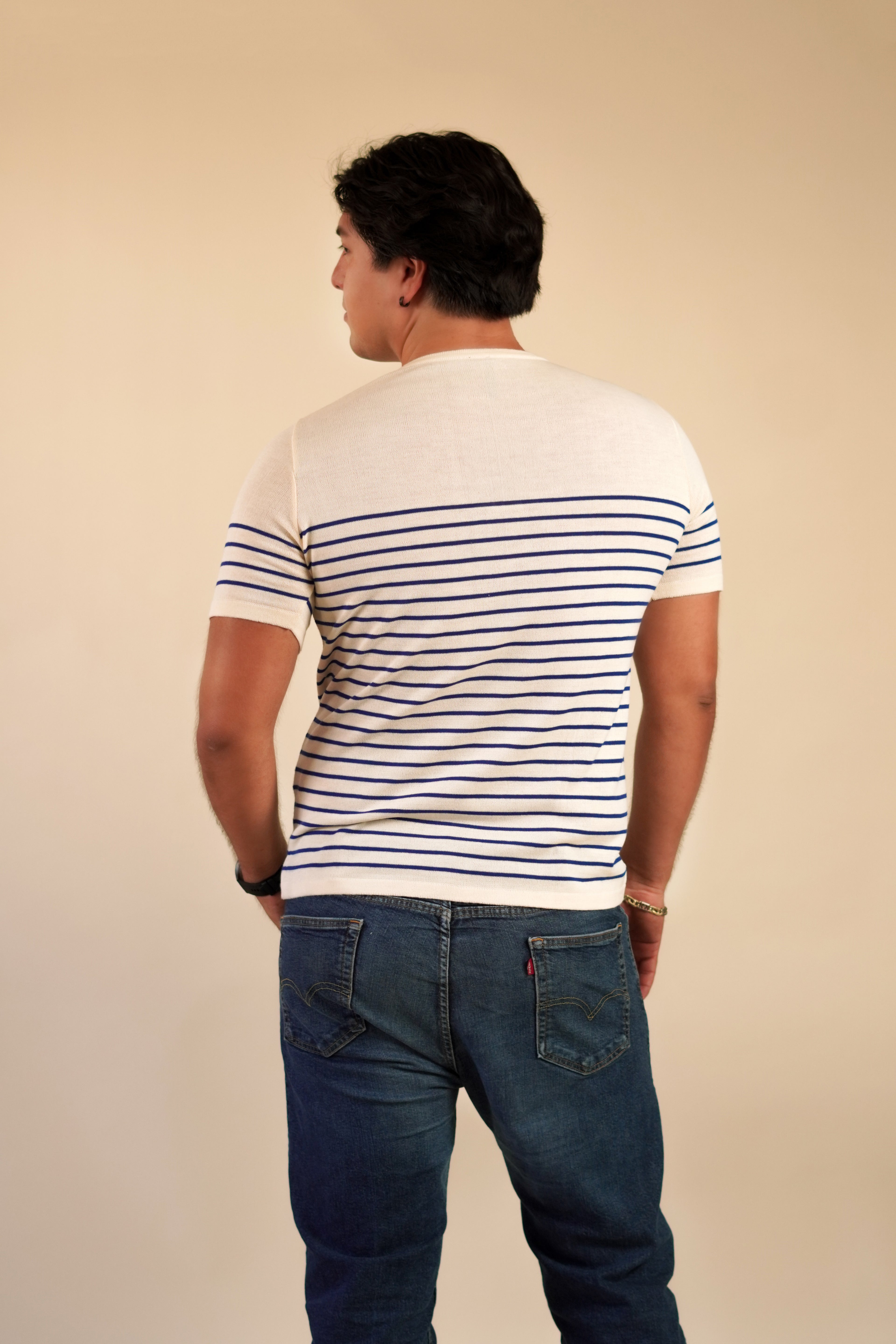 Playera Beige con Azul