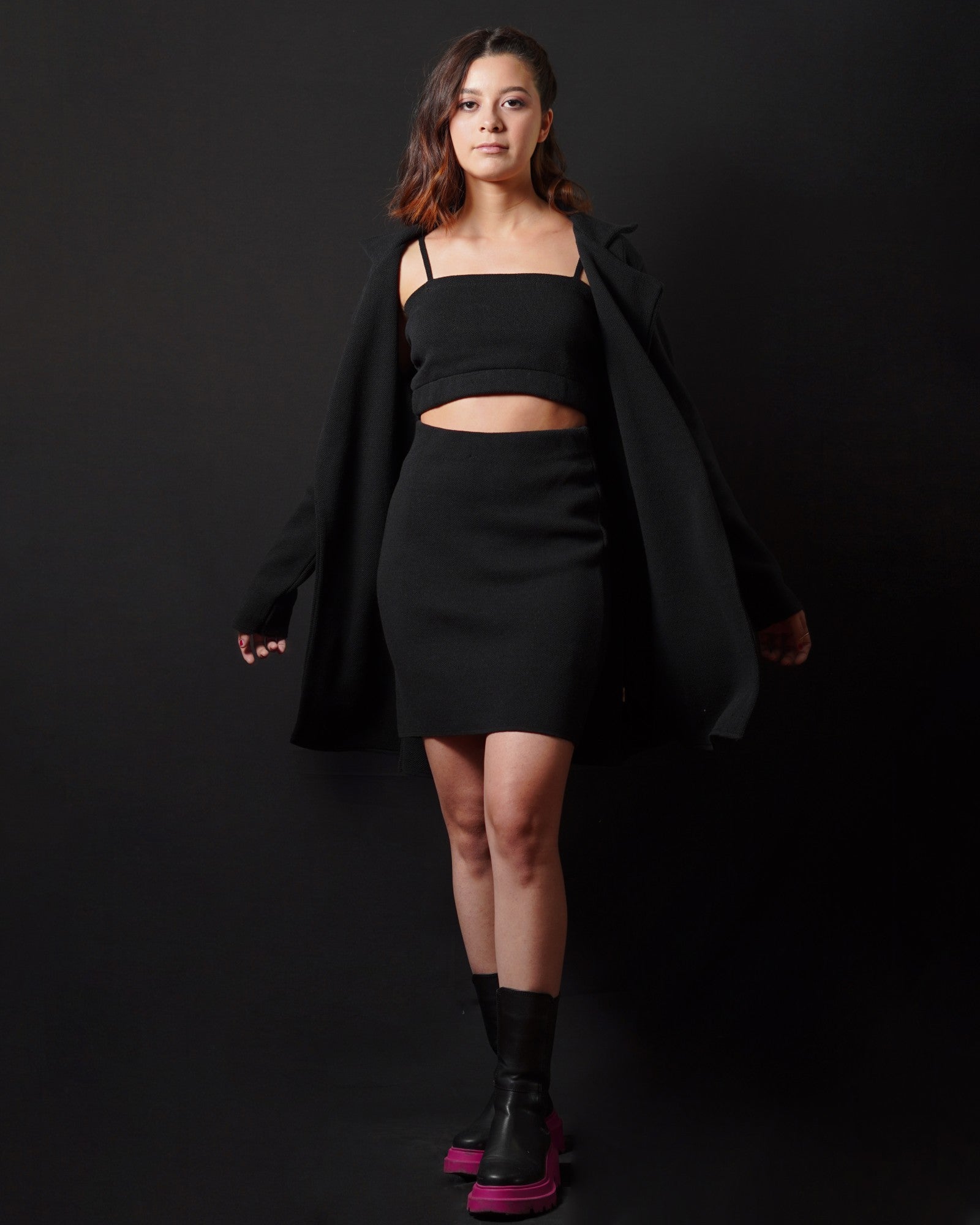 Set Abrigo Falda y Top