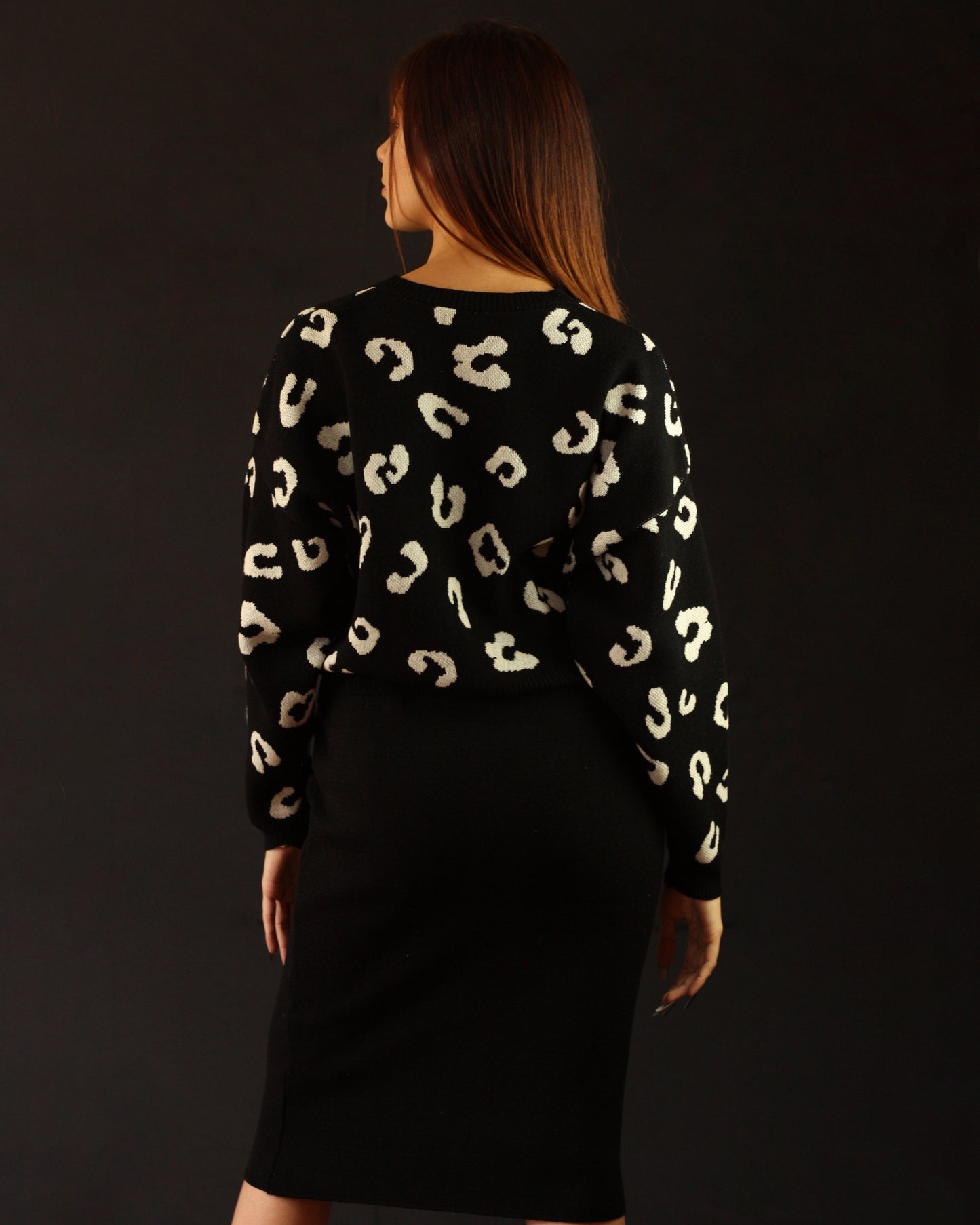 Set Falda y Suéter Tejido Animal Print
