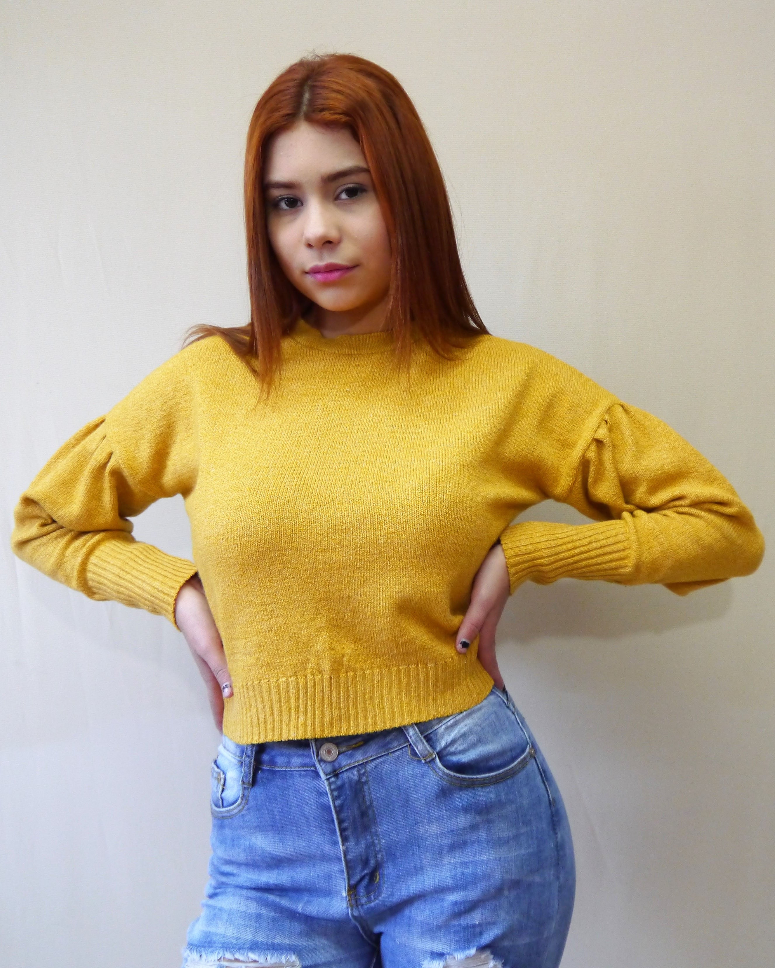 Suéter Liso Manga Globo