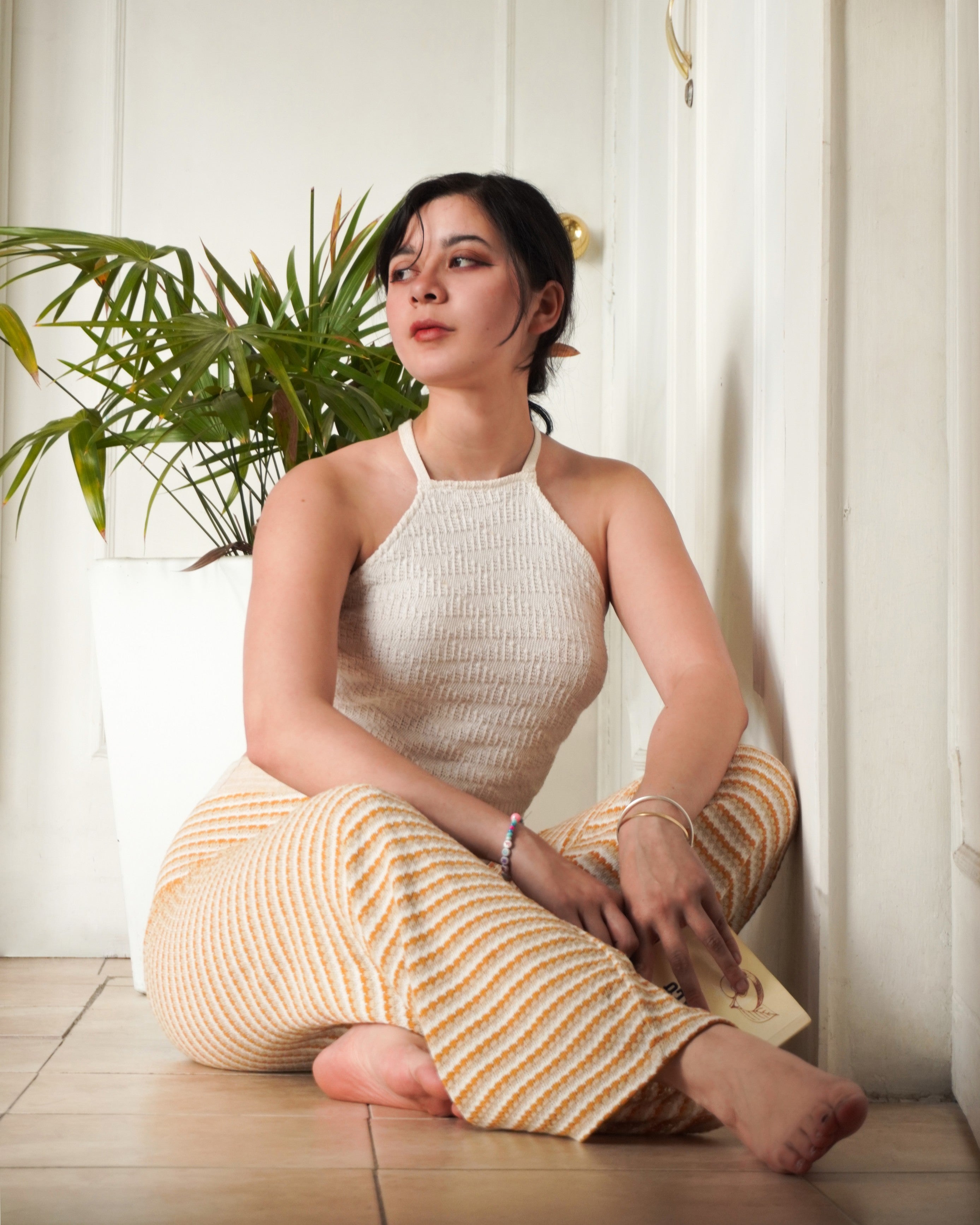 Pantalón Tejido Amarillo