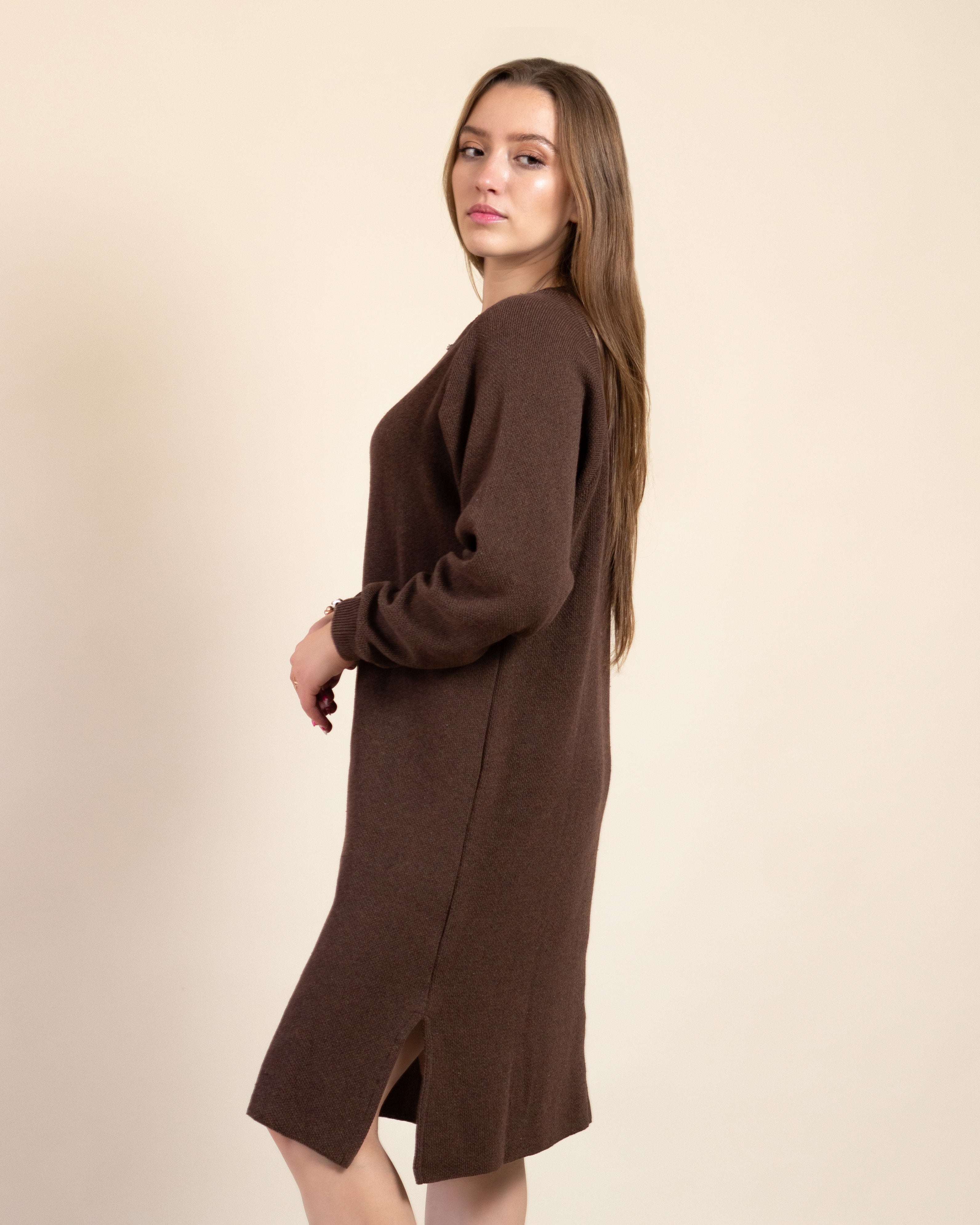 Vestido de Manga Larga Liso