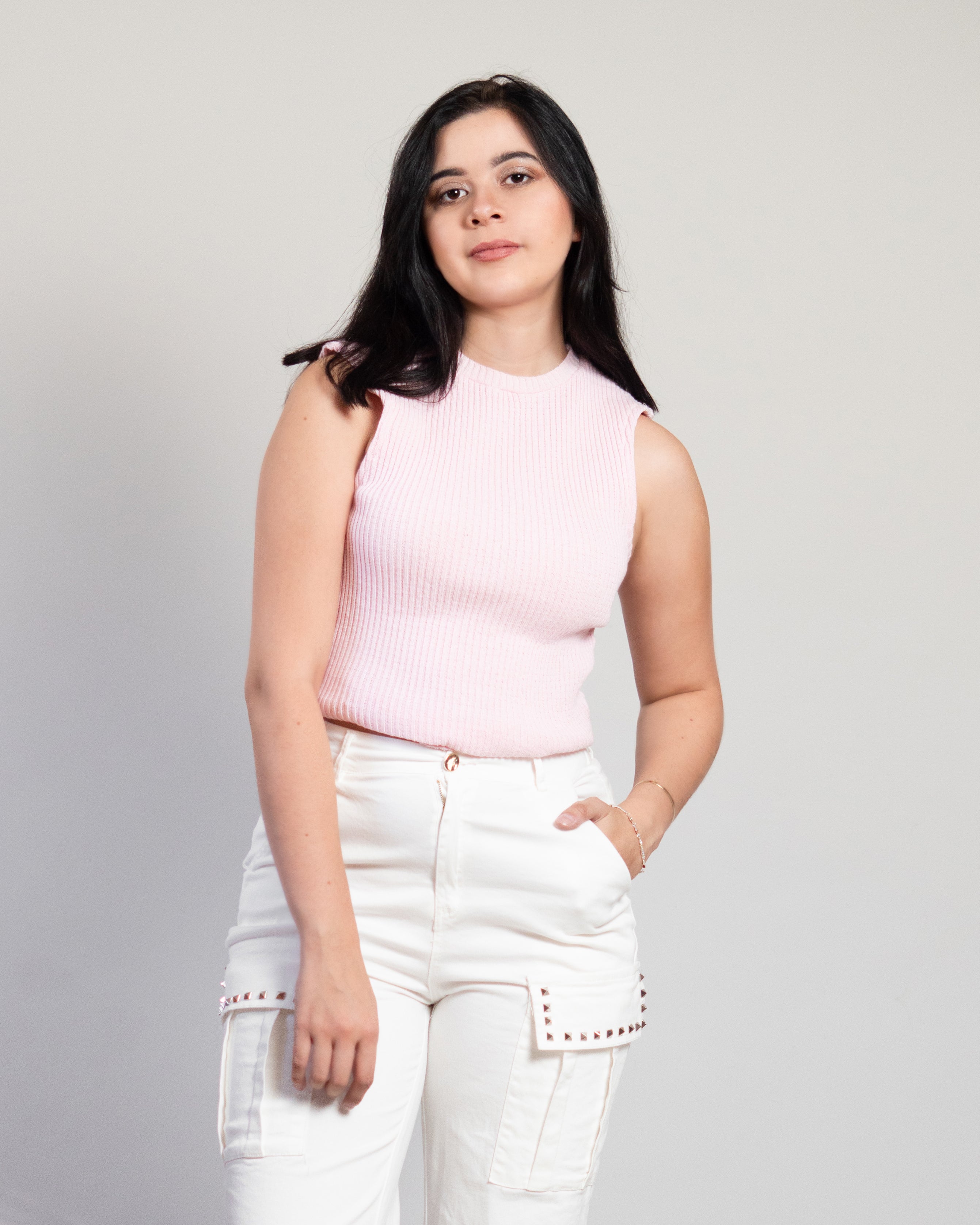 Blusa Rosa Sin Manga