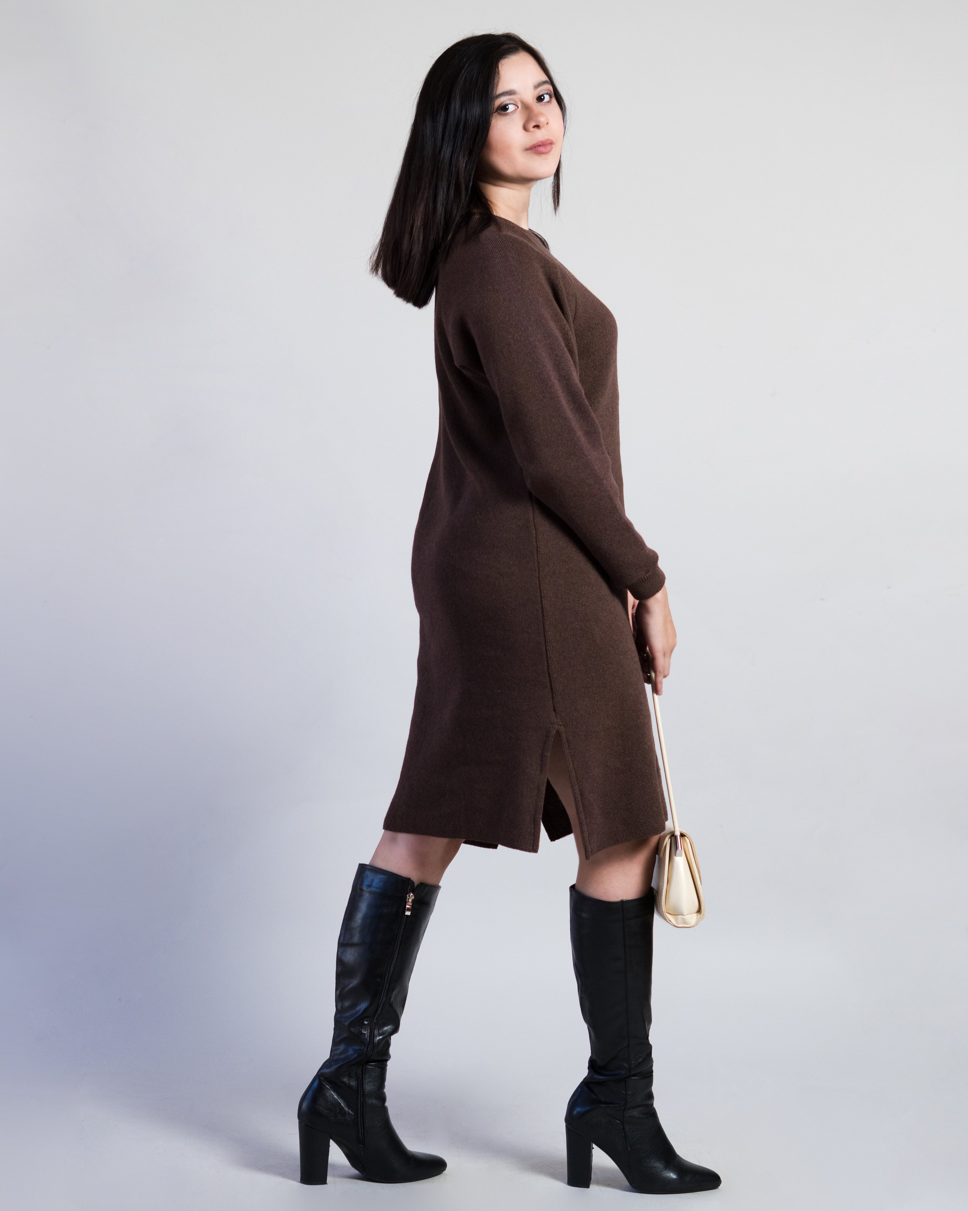 Vestido de Manga Larga Liso