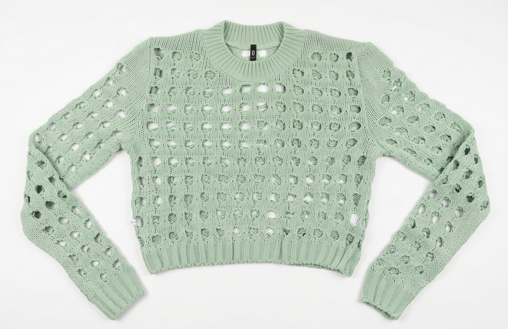 Suéter Crop Calado "Mint Breeze"
