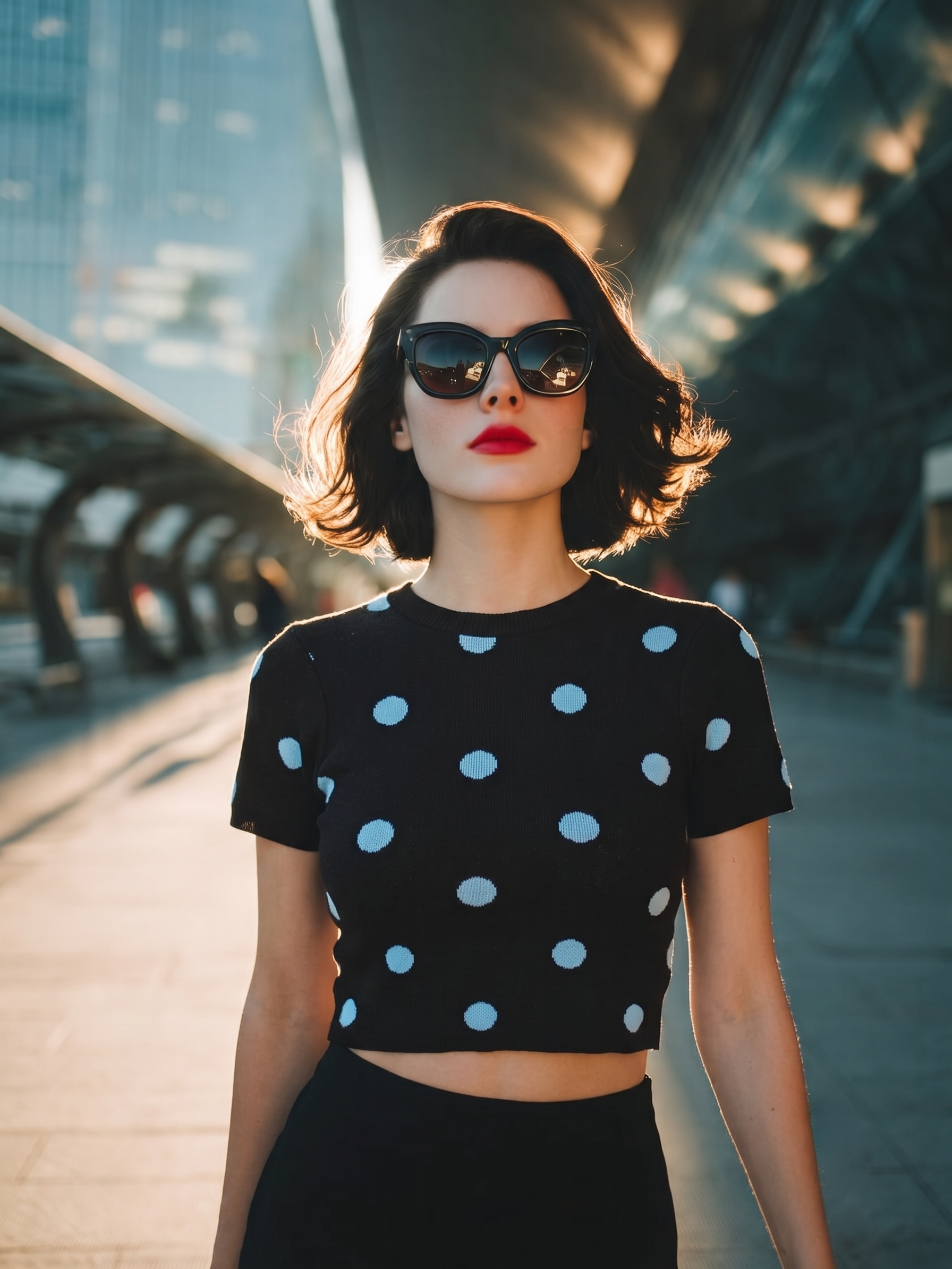 Blusa de manga corta  lunares