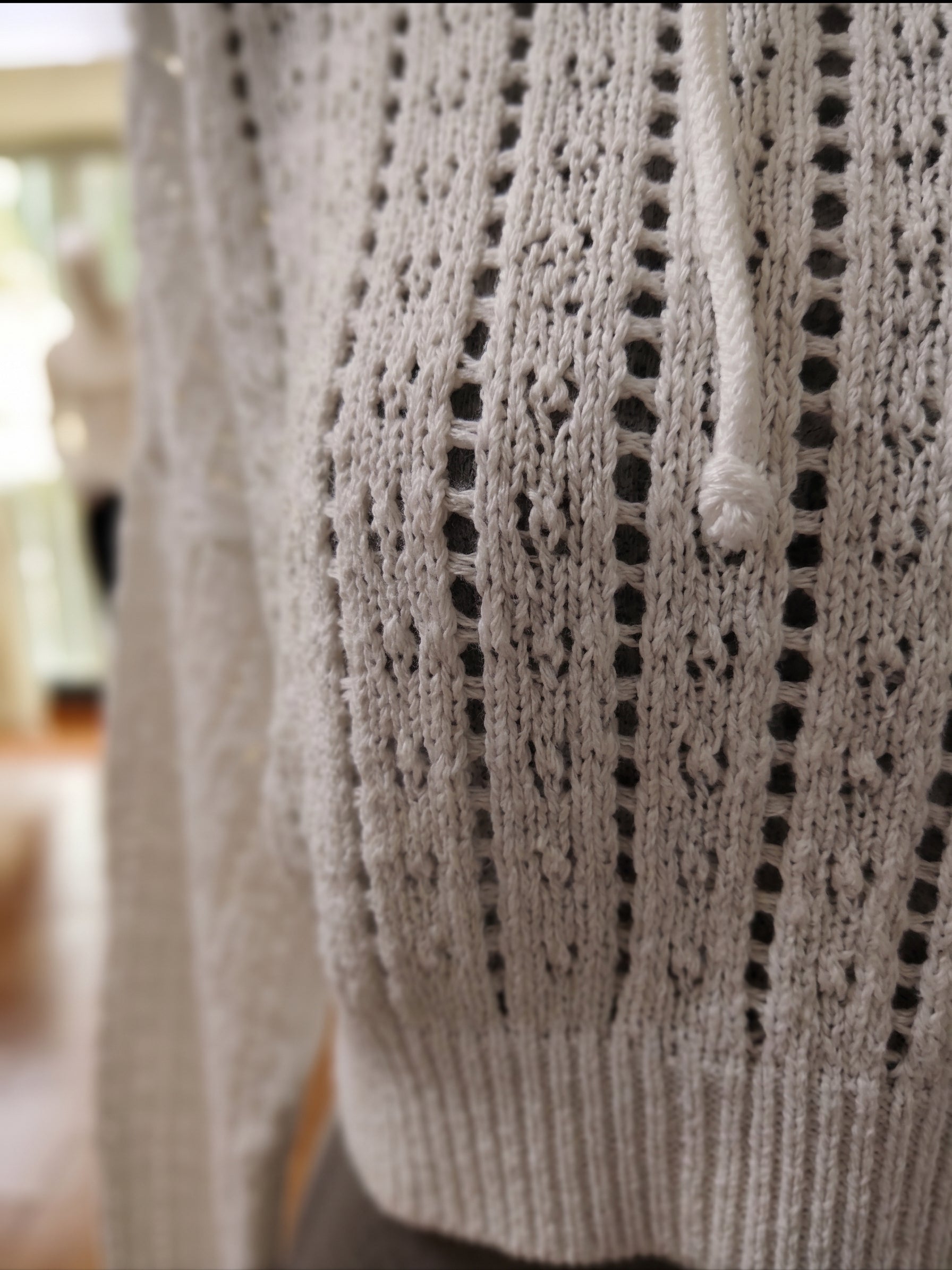 Sudadera Calada de Punto Blanco