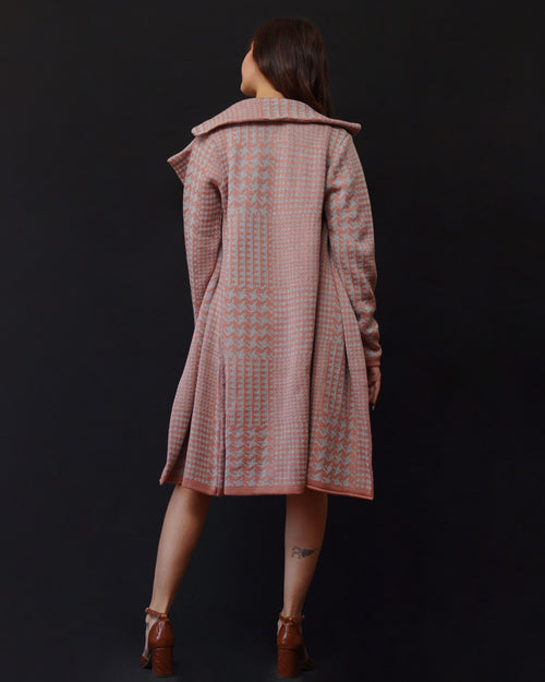 Abrigo Pata de Gallo Rosa con Gris