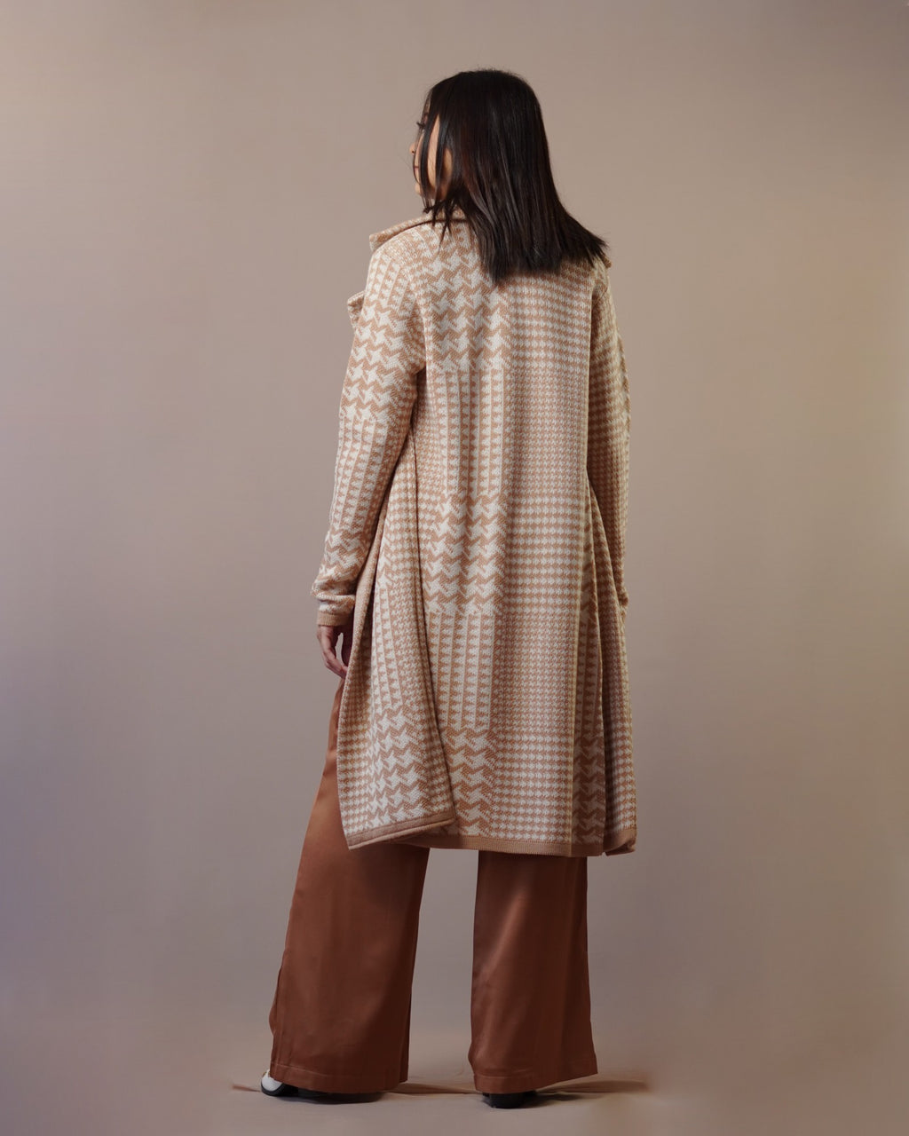 Abrigo Pata de Gallo Beige