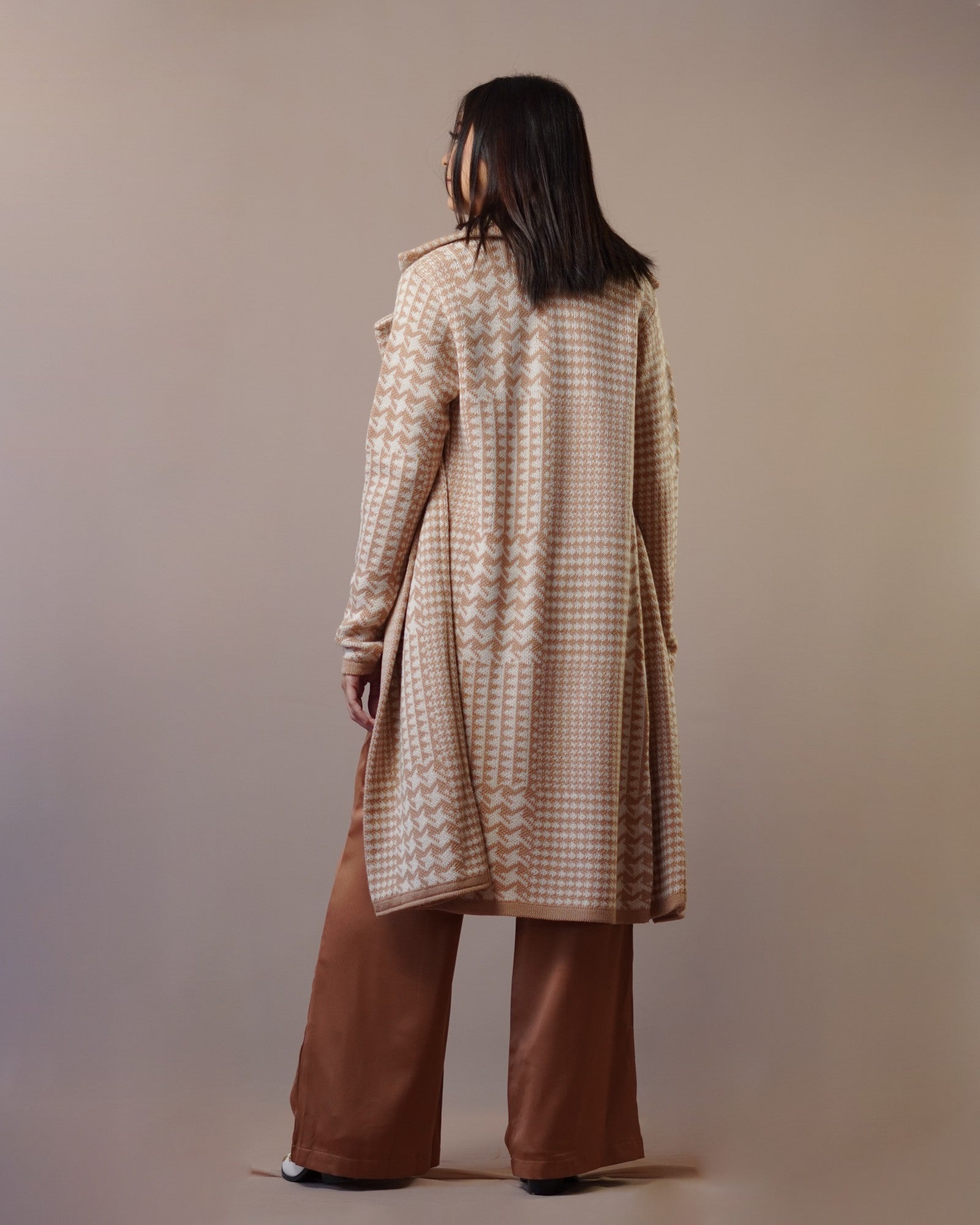 Abrigo Pata de Gallo Beige